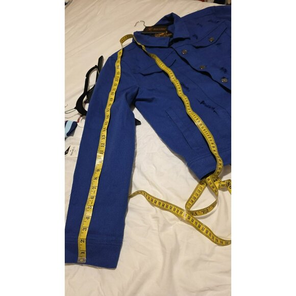 Ministry of Fashion Jean Jacket Womens Plus Size 2X Distress Moto Fall Blue NWT - Picture 10 of 11